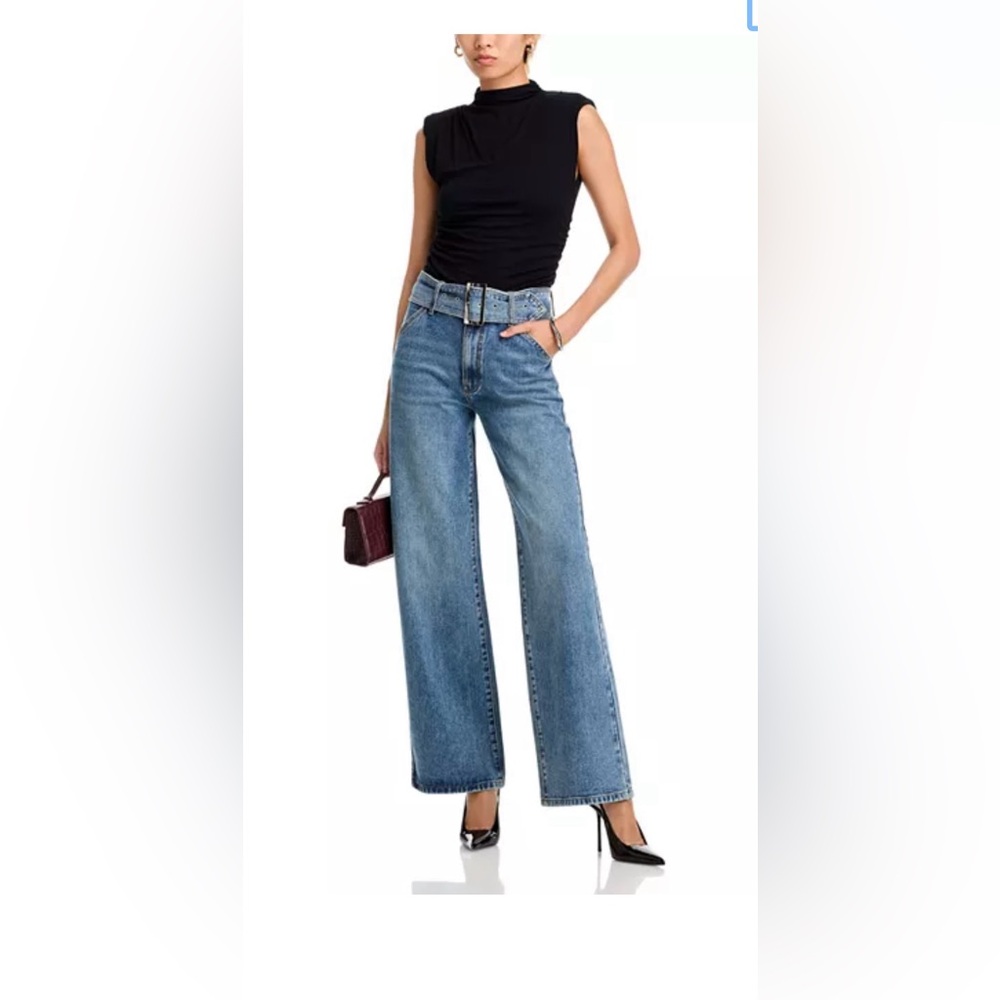 Steve Madden Cove High Rise Belted Jeans in Orion Blue Size 26 NWT